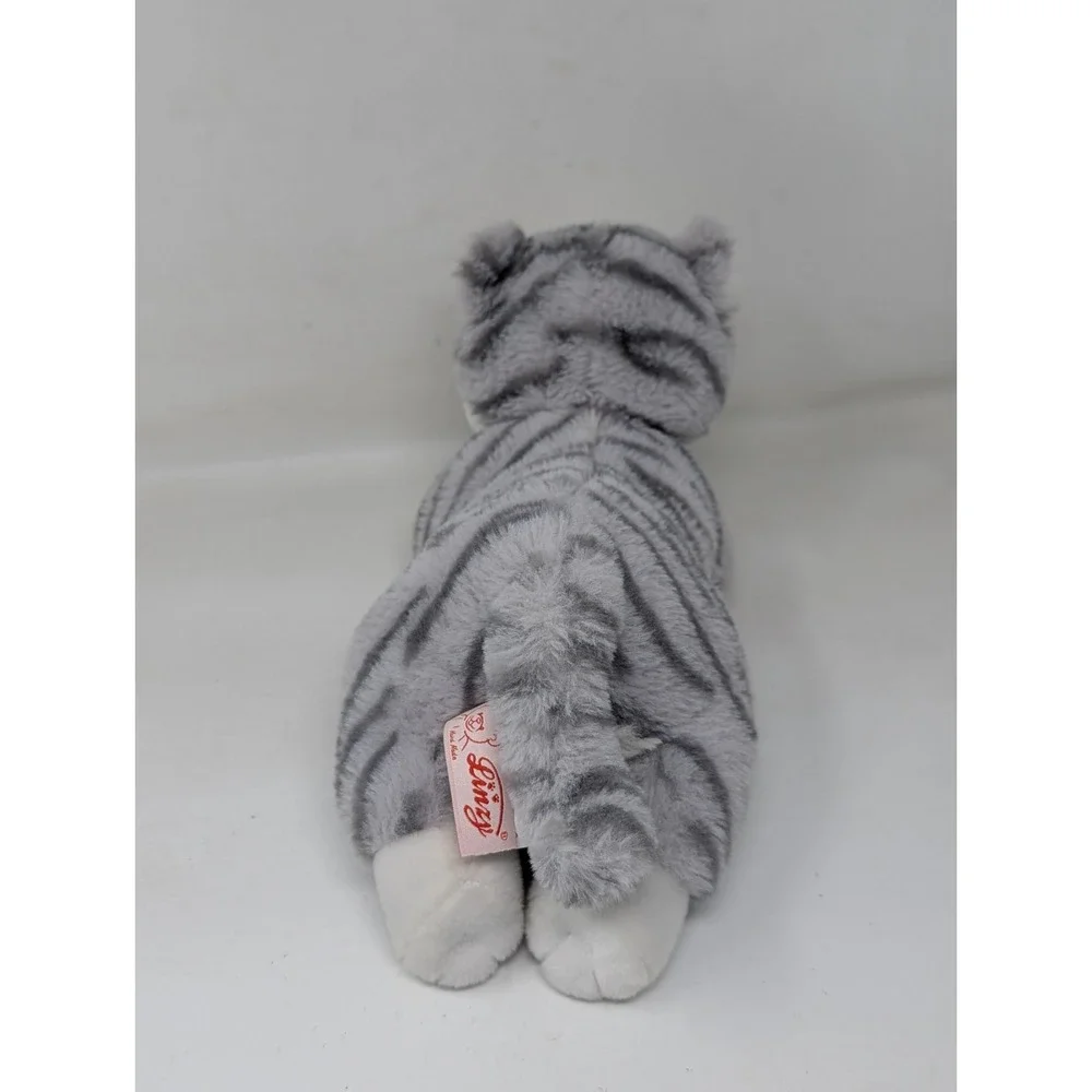 2017 Linzy‎ Meowing Sound Gray Tabby Cat Plush Tested Working VTG